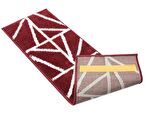 Glary Home GH39A-WR-GRY1 Üçgen Desen Kaydırmaz Tabanlı 1'li Merdiven Halısı - Beyaz/Kırmızı