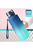Uzspace Motivasyon Matarası 1500 ml MEGA BÜYÜK BOY Çift Renk 8 Farklı Renk 