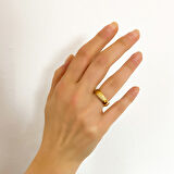 Çelik Yüzük Alyans Simli Altın Kaplama YZK-285