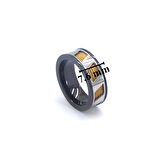 Siyah Çelik Yüzük Alyans Altın Kaplama YZK-313