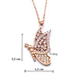 Zirkon Taşlı Kelebek Rose Gümüş Kolye GK-242