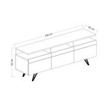 Berlin 150cm 3 Kapaklı Tv Ünitesi Beyaz - Safir Meşe