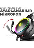 Rampage RM-K12 MANLY Siyah 7,1 USB Surround RGB Işık Efektli Gaming Oyuncu Mikrofonlu Kulaklık