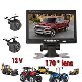 7 İnç Monitör Ve 2 Adet 170 '' Geniş Açılı balık gözü lens Araç Kamera Seti 12 Volt KAYIT YAPMAZ