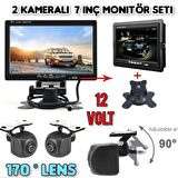 7 İnç Monitör Ve 2 Adet 170 '' Geniş Açılı balık gözü lens Araç Kamera Seti 12 Volt KAYIT YAPMAZ