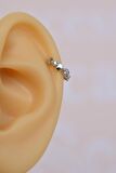 Mini Kalpli İnce Halka Tragus Piercing Helix Kıkırdak Gümüş Renk