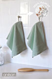 2'li Sage Mini Havlu 30x35 cm – Banyo Mutfak, Bebek Yüz El Havlusu
