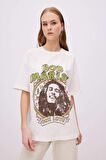 DeFacto Unisex Bob Marley One Love Oversize Geniş Kalıp Bisiklet Yaka Kısa Kollu Tişört C5039AX24SMWT32