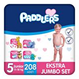 Paddlers Bebek Bezi 5 Numara Junior 208 Adet (11-18 Kg) Ekstra Jumbo Set