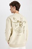 Boxy Fit Bisiklet Yaka Sırt Baskılı Sweatshirt