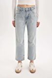 DeFacto Straight Fit Normal Bel Bilek Boy Jean Yıkamalı Pantolon D8103AX24AUNM28