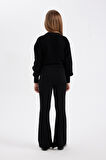 DeFacto Kız Çocuk Flare Fit İspanyol Paça Basic Düz Triko Pantolon A6029A824WNBK27