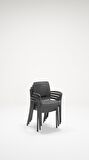 Rattan Lüx 90x150 Bahçe&Balkon&Teras Masa Seti - Antrasit