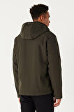 Erkek Yeşil Standart Fit Normal Kesim Dik Yaka Softshell Mont