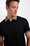 Slim Fit Kıvrılmaz Polo Yaka Kol Bantlı Pamuklu Tişört