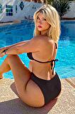 Angelsin Şık Yüksek Bel Bikini Altı Siyah