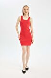 DeFacto Coool Bodycon Basic Kolsuz Fitilli Kaşkorse Basic Mini Elbise A0732AX24SMRD117