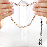 1000 Ayar Gümüş Kazaz Püsküllü Arpa Kesim Şeffaf Beyaz Ateş Kehribar Tesbih