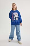 DeFacto Kız Çocuk Relax Fit Bisiklet Yaka Baskılı Sweatshirt B4673A823WNBE169