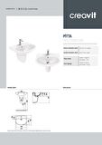 Creavit Pitta 45x55 cm Batarya Delikli Lavabo PA055 + Sedef Yarım Ayak SD260 - CRV.SET0000.005