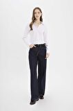 Wide Leg Geniş Paça Bağcıklı Uzun Jean Pantolon