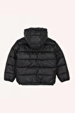 Erkek Çocuk Kapüşonlu Şişme Mont Siyah