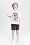 DeFacto Erkek Çocuk Oversize Fit Bisiklet Yaka Baskılı Kısa Kollu Tişört B8893A824SMWT34