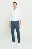 Erkek Petrol Kanvas Slim Fit Dar Kesim 5 Cep Esnek Pantolon