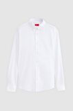 Slim Fit Beyaz Armürlü Düğmeli Yaka Pamuklu Gömlek 5HC02ORT07265
