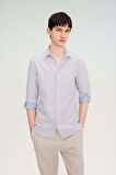 DeFacto Slim Fit Dar Kesim Polo Yaka Petek Dokulu Uzun Kollu Gömlek B6476AX24SPBE523