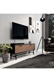 Mezza 4010 BLANCO 138 CM (METAL AYAKLI) TV ÜNİTESİ SİYAH KAPLAN