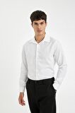 DeFacto Slim Fit Dar Kesim Oxford Basic Düz Pamuk Karışımlı Uzun Kollu Beyaz Gömlek R4340AZ24AUWT34