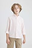 DeFacto Erkek Çocuk Polo Yaka Oxford Basic Düz Uzun Kollu Gömlek B5978A824SMPN681