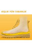 LX09 - Vegan Doğal Mantar Sarı Peluş | Doğal Isı, Soğuk Havalara Özel, Sıcak Tutan Iç Tabanlık