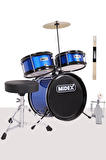 Midex CD300X-BL Akustik Junior Çocuk Baterisi Davulu Seti 5-14 Yaş İçin Full Set