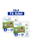 Paddlers Pure Bebek Bezi 6 Numara X-Large 76 Adet 2'li Jumbo Set