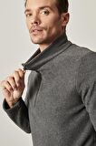Erkek Antrasit Anti-pilling Tüylenme Yapmayan Standart Fit Bato Yaka Soğuk Geçirmez Polar Sweatshirt