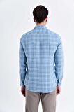 Mavi Slim Fit Keten Gömlek | XS