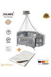  Holmer Coolstyle Anne Yanı Cibinlikli Oyun Parkı/Park Yatak 70x110cm + Aloevera Yatak