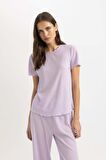 DeFacto Regular Fit Bisiklet Yaka Kısa Kollu Pijama Üstü-Fall in Love B6701AX24SPPR77