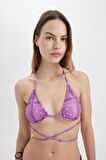 DeFacto Regular Fit Şal Desenli Bikini Üstü-Fall in Love C3176AX24SMPR442
