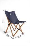 BAG THE JOY AHŞAP KATLANIR MASA SANDALYE SETİ – 70*70*55 cm KAHVERENGİ - LACİVERT