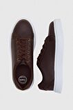Kahverengi Kalın Beyaz Tabanlı Bağcıklı Sneaker Ayakkabi 0EC09ORT0378