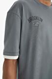 DeFactoFit NBA Brooklyn Nets Oversize Geniş Kalıp Bisiklet Yaka Kısa Kollu Tişört D8610AX25SPGR311
