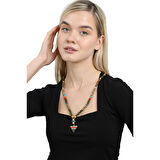 Tesbihane El Yapımı Etnik Ahşap Kombinli Yeşil Renk Geçişli Mızrak Uçlu Otantik Kolye