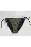 Haki Kenarları ince İp Bağlama Detaylı Bikini Altı