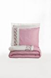 Cotton Box Brode Nakışlı Çift Kişilik Saten Nevresim Takımı Niobe Pembe