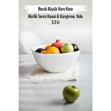 Akrilik Barok Şeffaf Büyük Kare Meyve & Salata Kasesi & Karıştırma Kabı / 3,3 Lt  (CAM DEĞİLDİR)