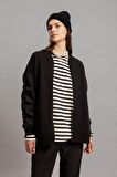 DeFacto Oversize Geniş Kalıp Bomber Mont Ceket Kolej Yaka Basic Düz Fermuarlı Cepli C1819AX24SPBK81