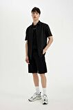 DeFacto Regular Fit Düz Paça Gabardin Bermuda Şort C5397AX24SMBK81